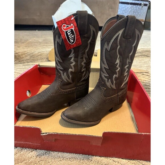 Justin Women’s Size 8B Rosella Western Cowboy Boot Round Toe Brown L2720 - Picture 10 of 10